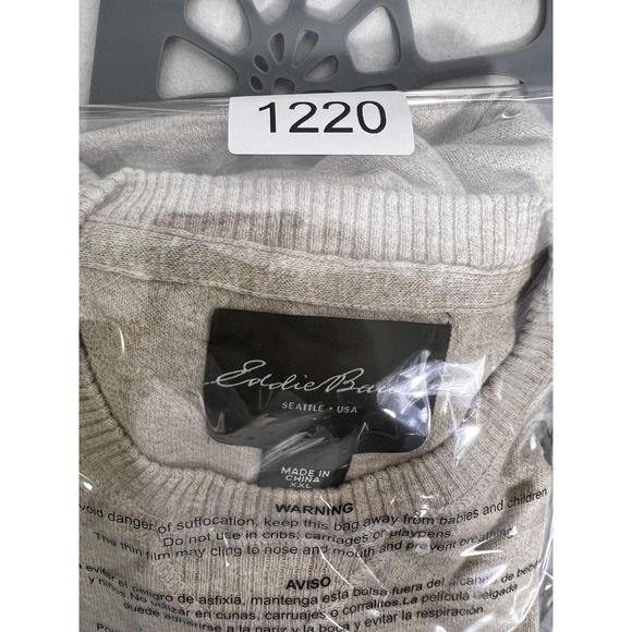 Eddie Bauer Sweater Mens 2XL Beige Oatmeal Cotton Knit Crewneck Pullover Casual - Picture 8 of 8